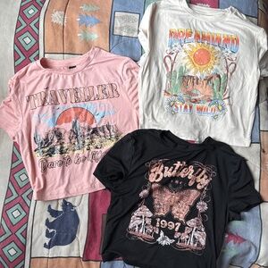 Cropped Western Tees: Lot of 3: Small